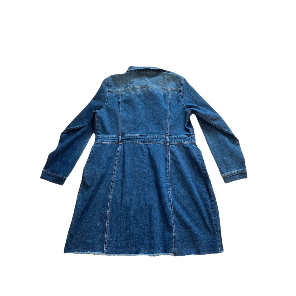 Cato Western Stretch Denim Shirt Dress Frayed Raw Hem Blue Plus Size 16W EUC - Picture 3 of 16